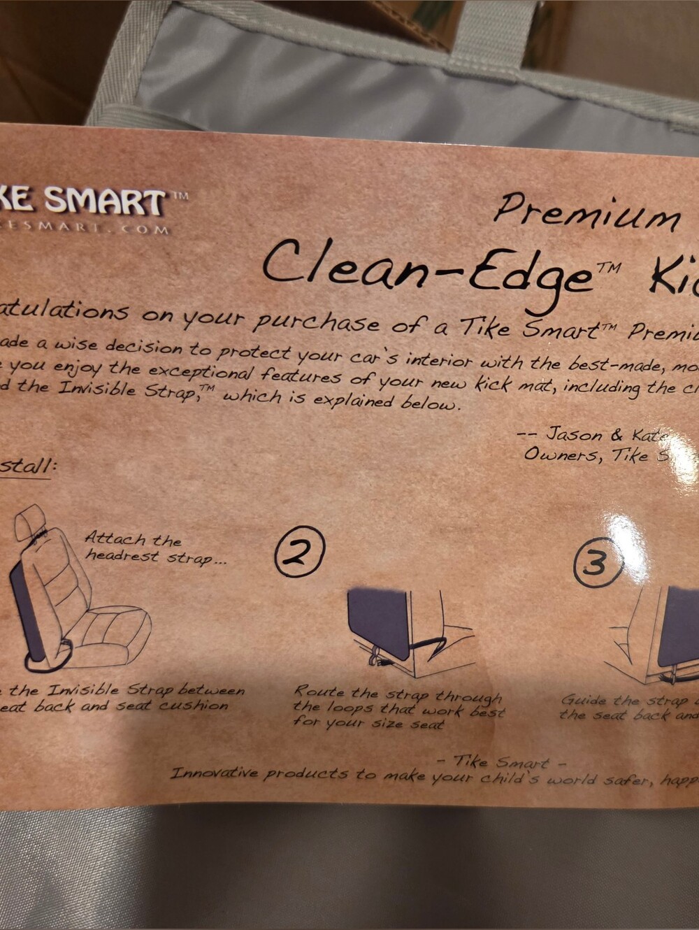 2 Tike Smart Clean-Edge Kids Kick Mat - Gray For Car